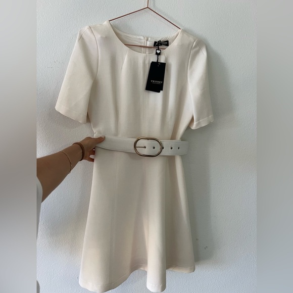 NWT Twinset Simona Barbieri belted dress in cream size S - Picture 7 of 15